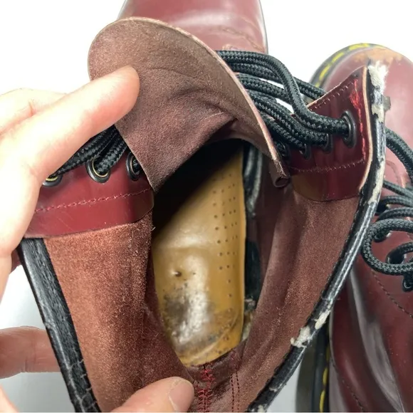 Dr. Martens  Combat Boots 7 Cherry Distressed Bouncing Soles 11821 Air Wair