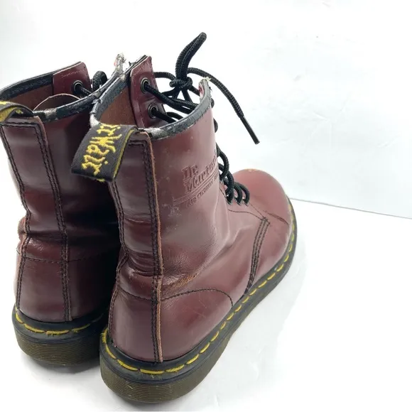 Dr. Martens  Combat Boots 7 Cherry Distressed Bouncing Soles 11821 Air Wair