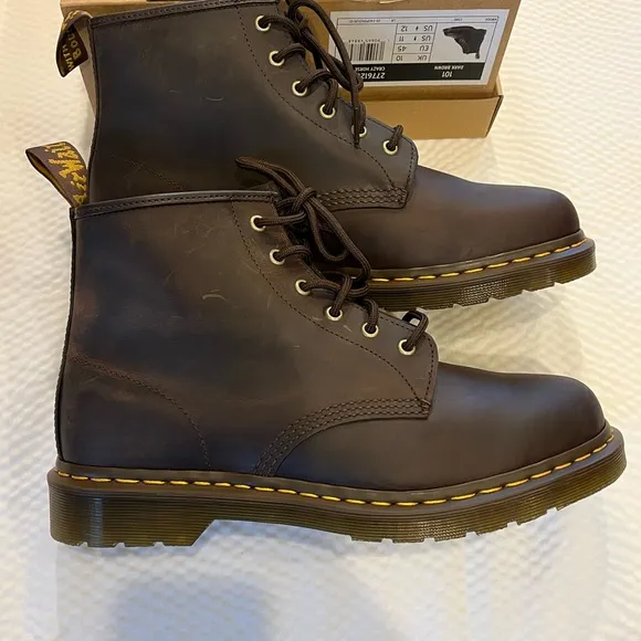 Dr. Martens Dark Brown Leather Men's Boots - 1460 Crazy Horse