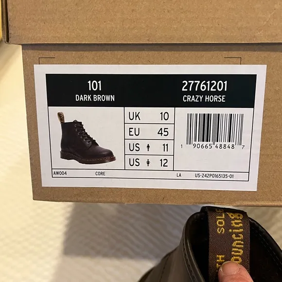 Dr. Martens Dark Brown Leather Men's Boots - 1460 Crazy Horse