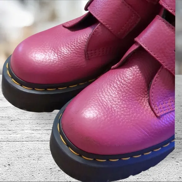Dr Martens Fuschia Devon Heart Platform Boots Size 9