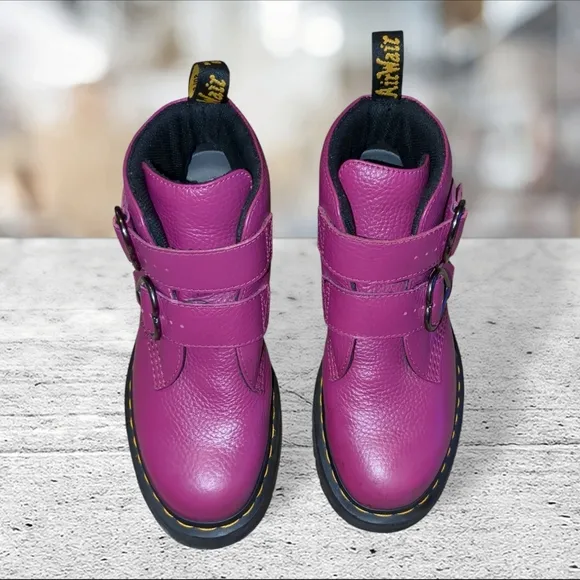Dr Martens Fuschia Devon Heart Platform Boots Size 9