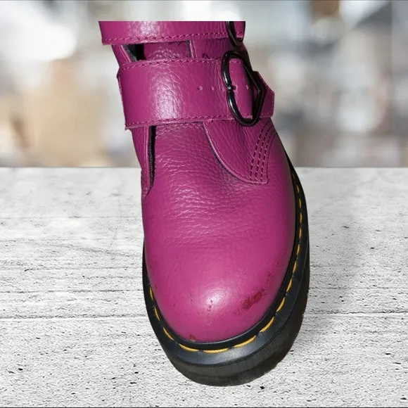 Dr Martens Fuschia Devon Heart Platform Boots Size 9