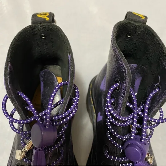 Dr. Martens girls made in England Black Boots with Purple Accents charms