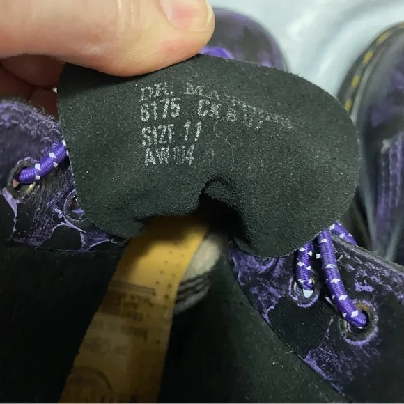 Dr. Martens girls made in England Black Boots with Purple Accents charms
