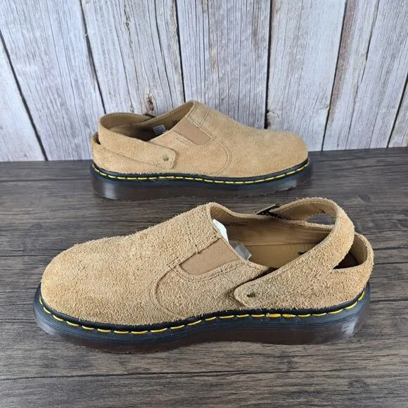 Dr. Martens Isham Desert Tan Oasis Suede Slip On Slingback Mule Women's Sz 8.5