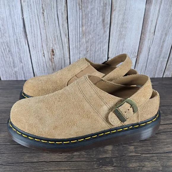 Dr. Martens Isham Desert Tan Oasis Suede Slip On Slingback Mule Women's Sz 8.5