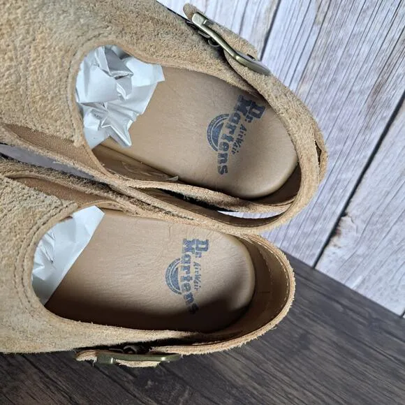 Dr. Martens Isham Desert Tan Oasis Suede Slip On Slingback Mule Women's Sz 8.5