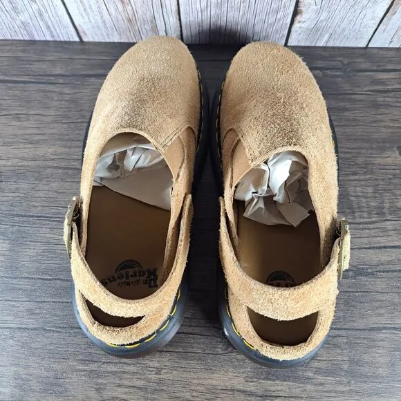 Dr. Martens Isham Desert Tan Oasis Suede Slip On Slingback Mule Women's Sz 8.5