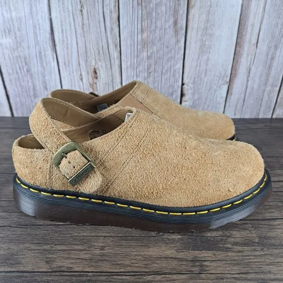 Dr. Martens Isham Desert Tan Oasis Suede Slip On Slingback Mule Women's Sz 8.5
