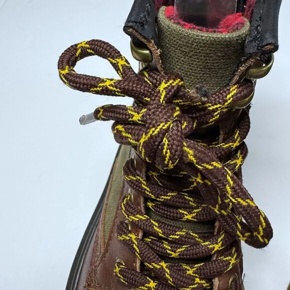 Dr. Martens Kids Size 1 Leather Canvas Lace Up Boots Flannel Lining 1460 Shoes