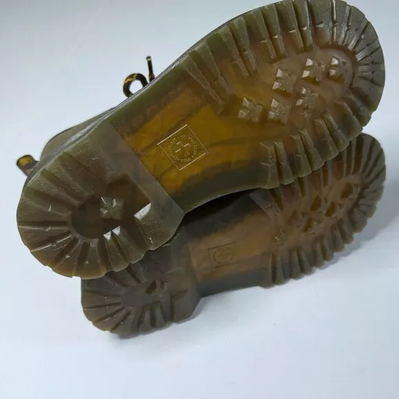 Dr. Martens Kids Size 1 Leather Canvas Lace Up Boots Flannel Lining 1460 Shoes