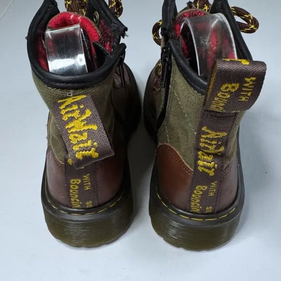 Dr. Martens Kids Size 1 Leather Canvas Lace Up Boots Flannel Lining 1460 Shoes