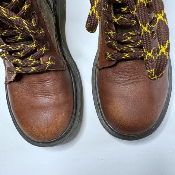 Dr. Martens Kids Size 1 Leather Canvas Lace Up Boots Flannel Lining 1460 Shoes