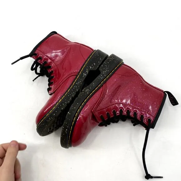 Dr. martens Red Pink Sparkle Girls Boots