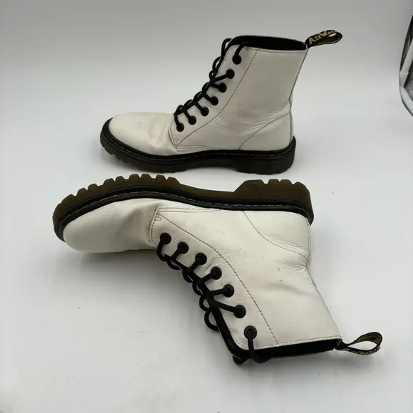 Dr. Martens Women’s 9 White Leather Luana Lace Up Combat Boots
