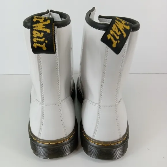 Dr. Martens Zavala Combat Boots Womens 11 Mens 10 White Patent Leather Lace-Up