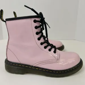 Dr Martins Boots Girls Size 2 1460 8-Eye Patent‎ Pale Pink Side Zipper Lace Up