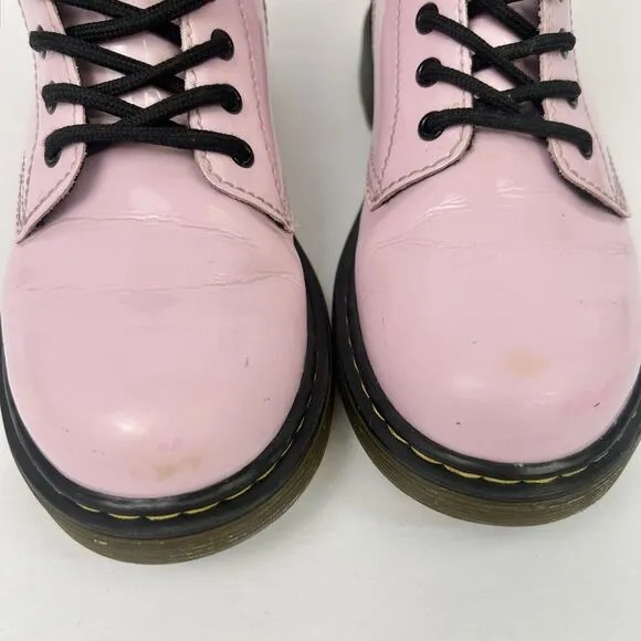Dr Martins Boots Girls Size 2 1460 8-Eye Patent‎ Pale Pink Side Zipper Lace Up