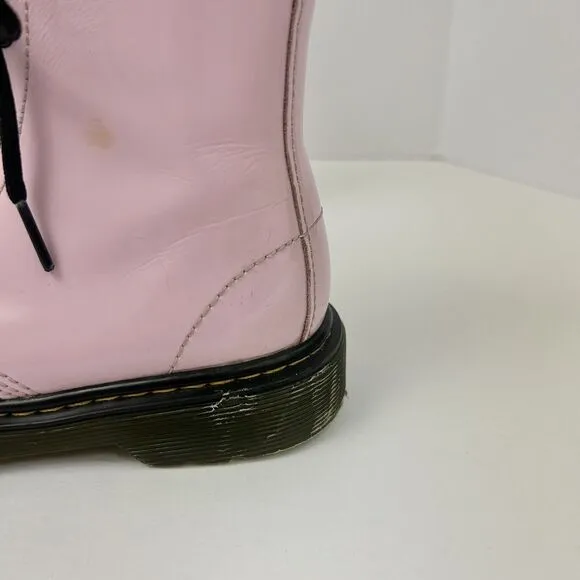 Dr Martins Boots Girls Size 2 1460 8-Eye Patent‎ Pale Pink Side Zipper Lace Up