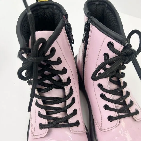 Dr Martins Boots Girls Size 2 1460 8-Eye Patent‎ Pale Pink Side Zipper Lace Up