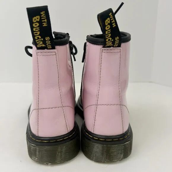 Dr Martins Boots Girls Size 2 1460 8-Eye Patent‎ Pale Pink Side Zipper Lace Up