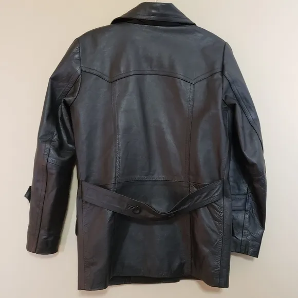 Dr. Who Christopher Eccleston Black Leather Coat Jacket By Feather Skin Size XXS