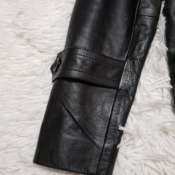 Dr. Who Christopher Eccleston Black Leather Coat Jacket By Feather Skin Size XXS