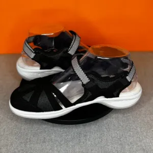Easy Spirit Esplash Flat Mesh Sandal Black Velcro Size 7 Wide NEW