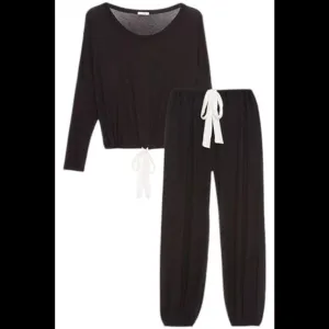 Eberjey Women's 2-Piece Gisele Modal Pajama Slouchy Black/Ivory - Regular