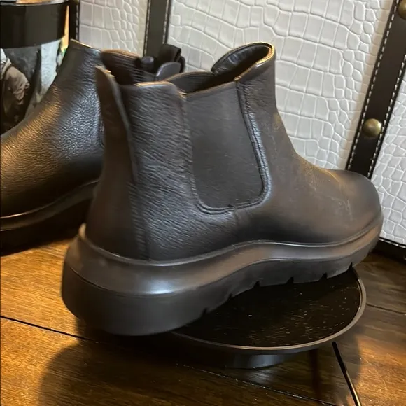 Ecco Black Combat Moto Boots with Leather Finish