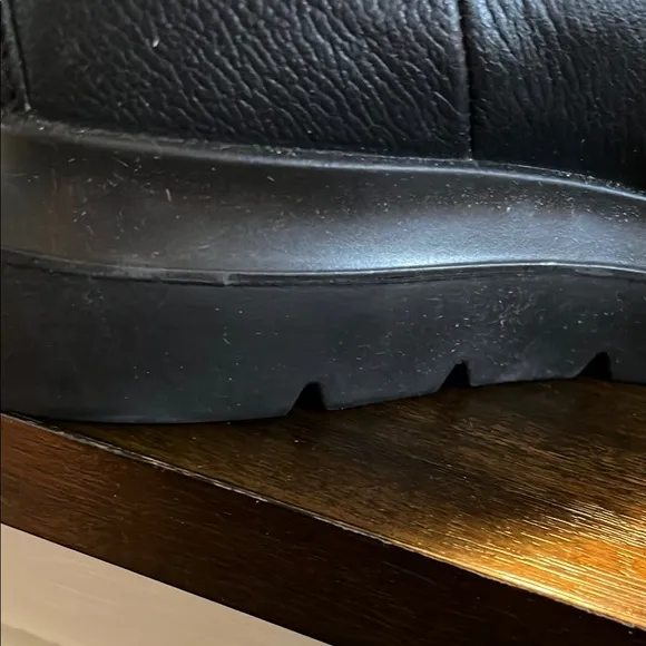 Ecco Black Combat Moto Boots with Leather Finish
