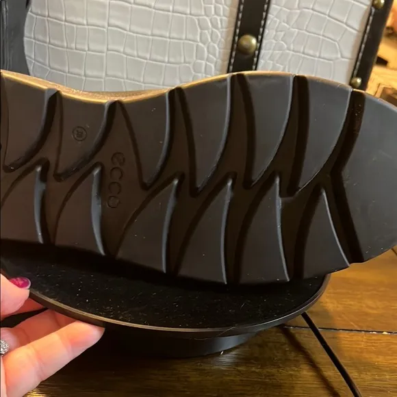 Ecco Black Combat Moto Boots with Leather Finish