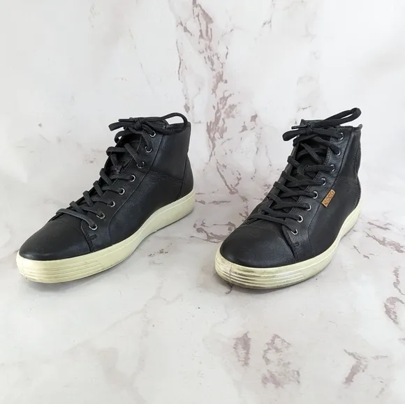 Ecco Boots Womens 11 43 Black Bootie Sneaker Leather Lace Up Comfort Chukka