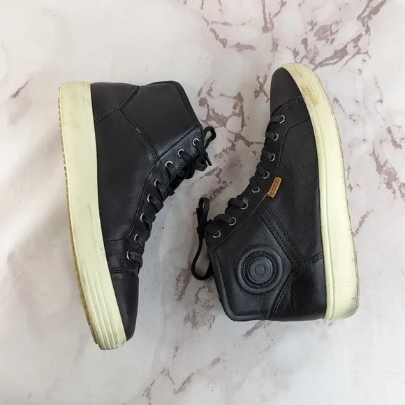 Ecco Boots Womens 11 43 Black Bootie Sneaker Leather Lace Up Comfort Chukka