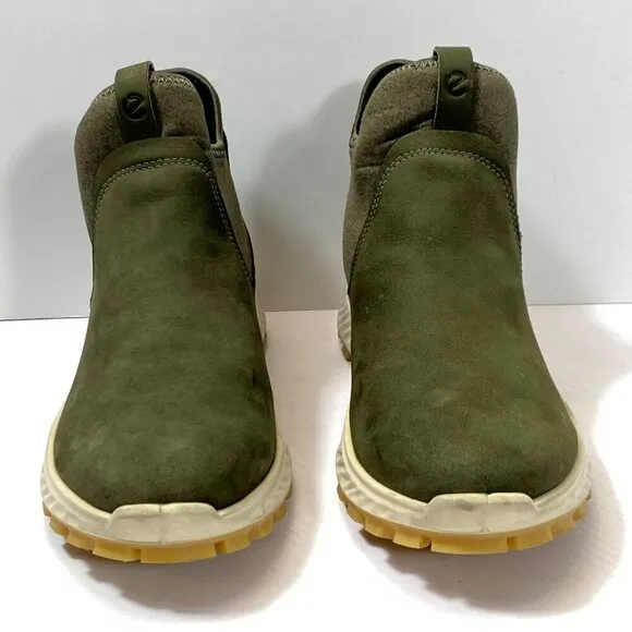 ECCO Exostrike Chelsea GTX Boot Womens US 9 EU 40 Olive Green Gore-Tex Leather