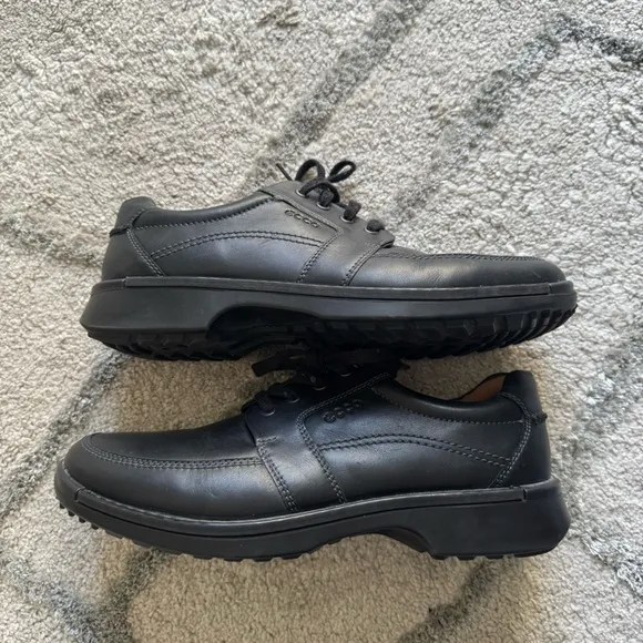 ECCO Fusion Oxford Dress Shoes Black Leather Lace-Up Moc Toe 11 new without box