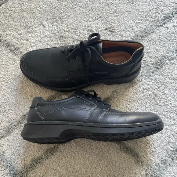 ECCO Fusion Oxford Dress Shoes Black Leather Lace-Up Moc Toe 11 new without box