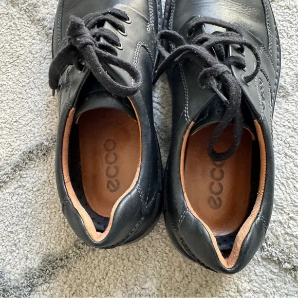 ECCO Fusion Oxford Dress Shoes Black Leather Lace-Up Moc Toe 11 new without box