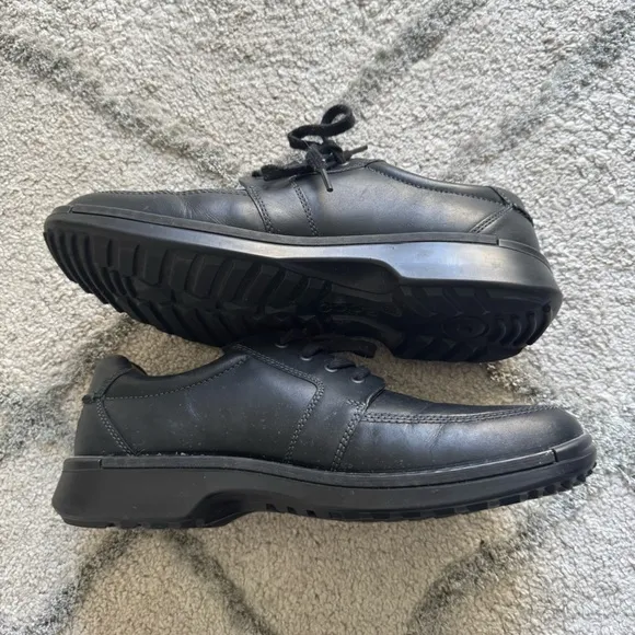ECCO Fusion Oxford Dress Shoes Black Leather Lace-Up Moc Toe 11 new without box