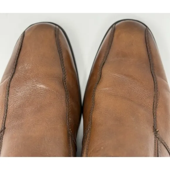 ECCO Helsinki Bike Toe Slip On Loafer Men's Size 45 (11) Brown/Tan Leather Shoes