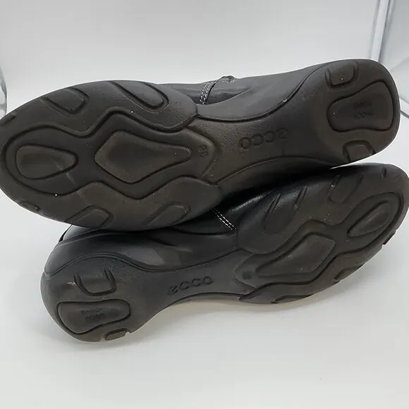 Ecco Mid Calf Gore-tex Boots Womens 38 US 7-7.5 Black Leather Side Zip Tactical