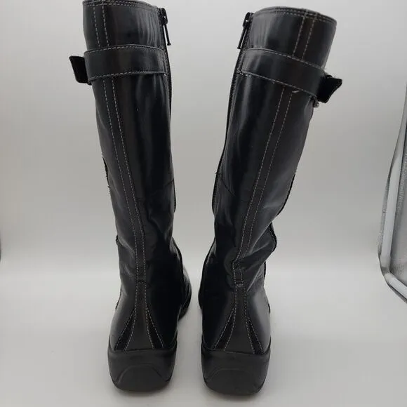 Ecco Mid Calf Gore-tex Boots Womens 38 US 7-7.5 Black Leather Side Zip Tactical