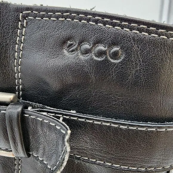 Ecco Mid Calf Gore-tex Boots Womens 38 US 7-7.5 Black Leather Side Zip Tactical