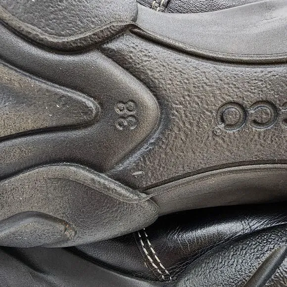 Ecco Mid Calf Gore-tex Boots Womens 38 US 7-7.5 Black Leather Side Zip Tactical