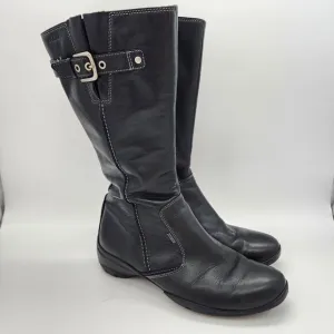 Ecco Mid Calf Gore-tex Boots Womens 38 US 7-7.5 Black Leather Side Zip Tactical