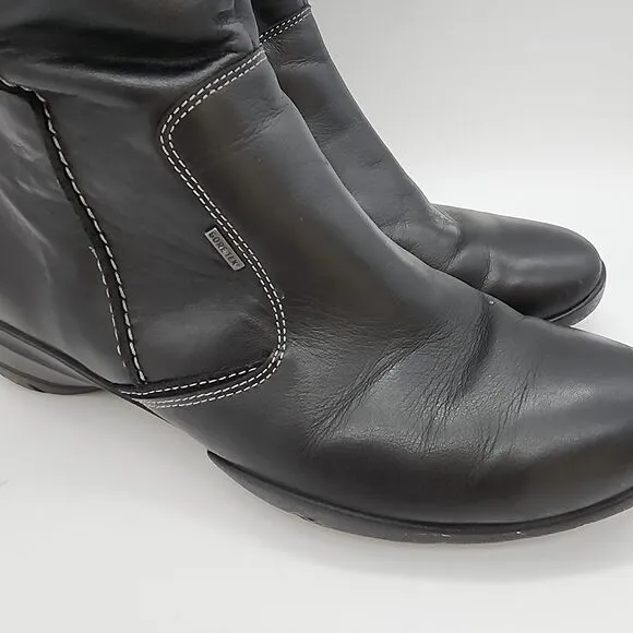 Ecco Mid Calf Gore-tex Boots Womens 38 US 7-7.5 Black Leather Side Zip Tactical