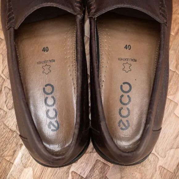 ECCO S Lite Moc Classic Leather Loafer Men’s US 7-7 1/2 Cocoa Brown Excellent!!