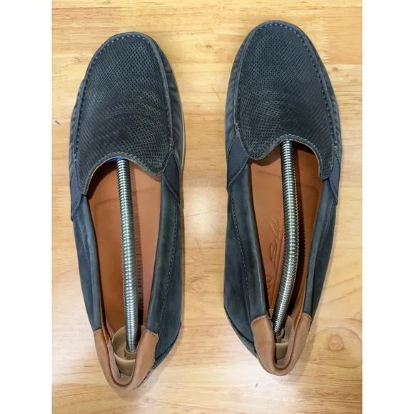 Ecco S Lyte Moc‎ Slip On Classic Loafer Shoes Blue Suede Mens EUR 33 US 10-10.5