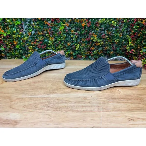 Ecco S Lyte Moc‎ Slip On Classic Loafer Shoes Blue Suede Mens EUR 33 US 10-10.5